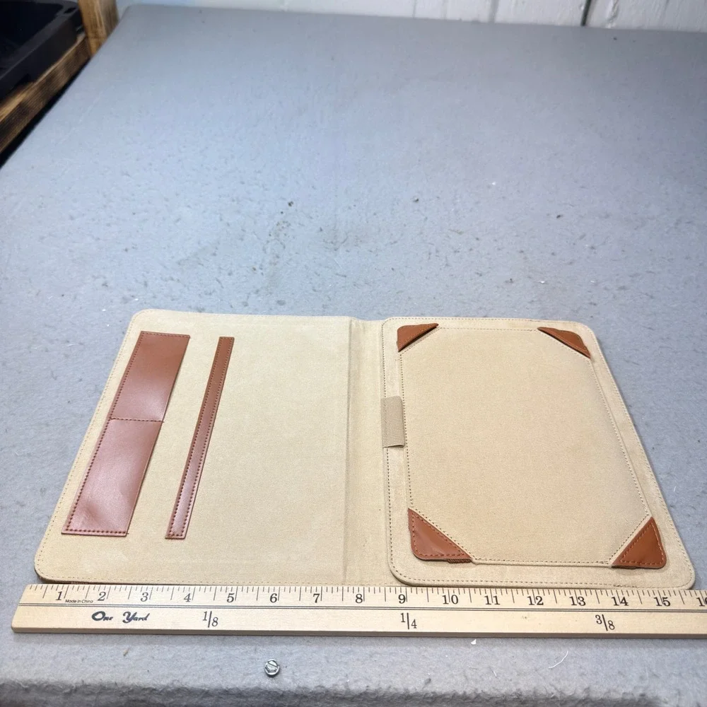 Unbranded Tablet Portfolio Unisex Medium Tan Good Canvas Faux Leather Folio